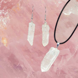 Raw-Crystal-Points-Pendant-and-Earring-Set-BRACR | Himalayan Salt Factory