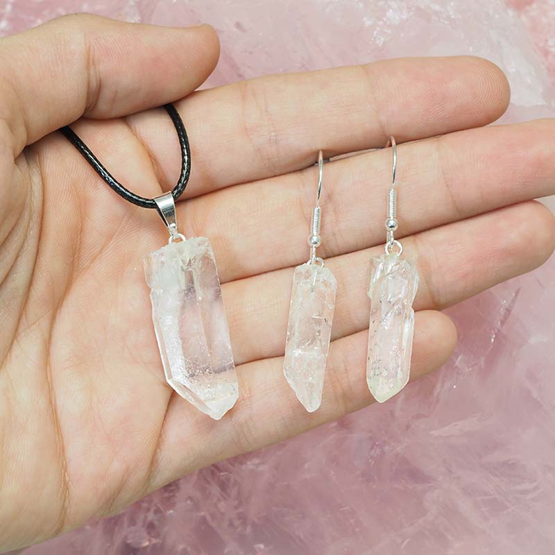 Natural crystal stone double point wrapped pendant – maitriexport