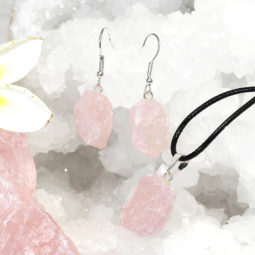 Raw Rose Quartz Points Pendant and Earring Set - BRARQ | Himalayan Salt Factory