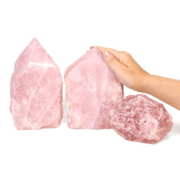 Rose Quartz Point Lamp with rough Set 3 | Himalayan Salt Factory