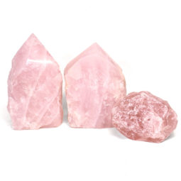 Rose Quartz Point Lamp with rough Set 3 | Himalayan Salt Factory