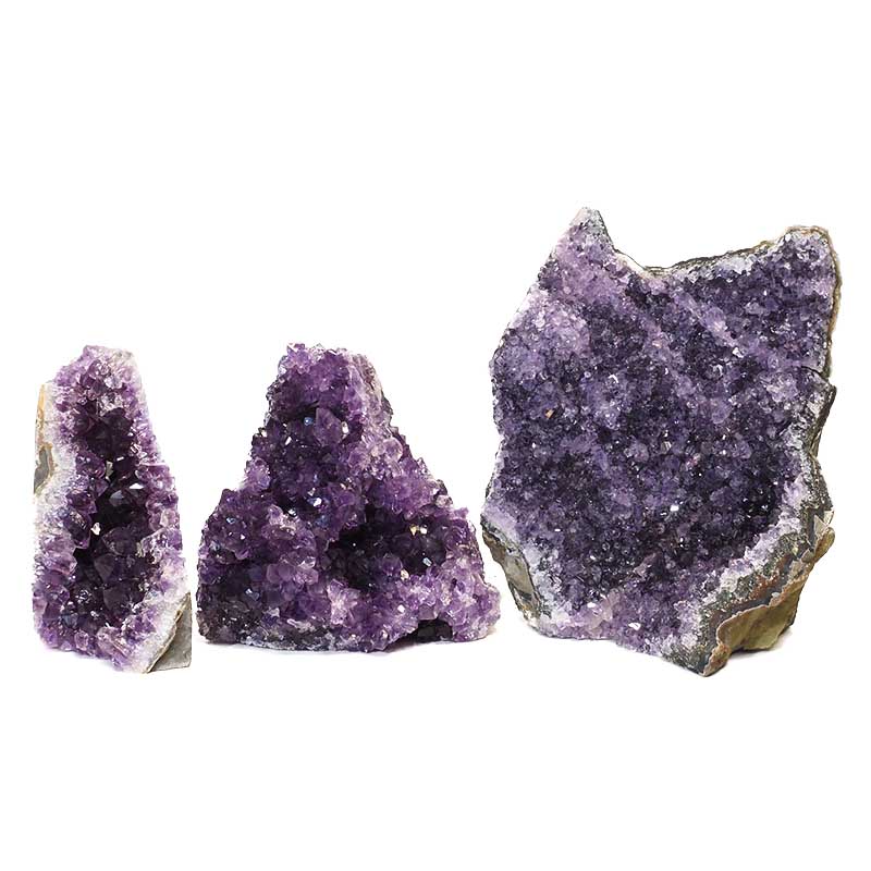 1.74kg Amethyst Crystal Geode Specimen Set 3 Pieces N56 3 Amethyst Crystal Geode Specimen N56 | Himalayan Salt Factory