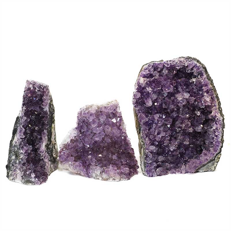 1.81kg Amethyst Crystal Geode Specimen Set 3 Pieces N59 3 Amethyst Crystal Geode Specimen N59 | Himalayan Salt Factory
