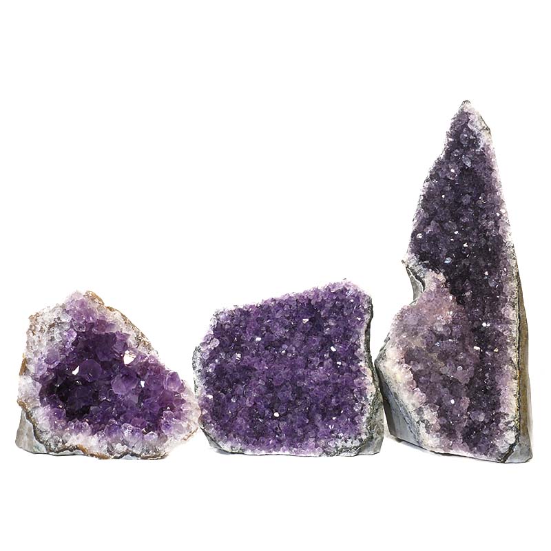 1.86kg Amethyst Crystal Geode Specimen Set 3 Pieces N61 3 Amethyst Crystal Geode Specimen N61 | Himalayan Salt Factory