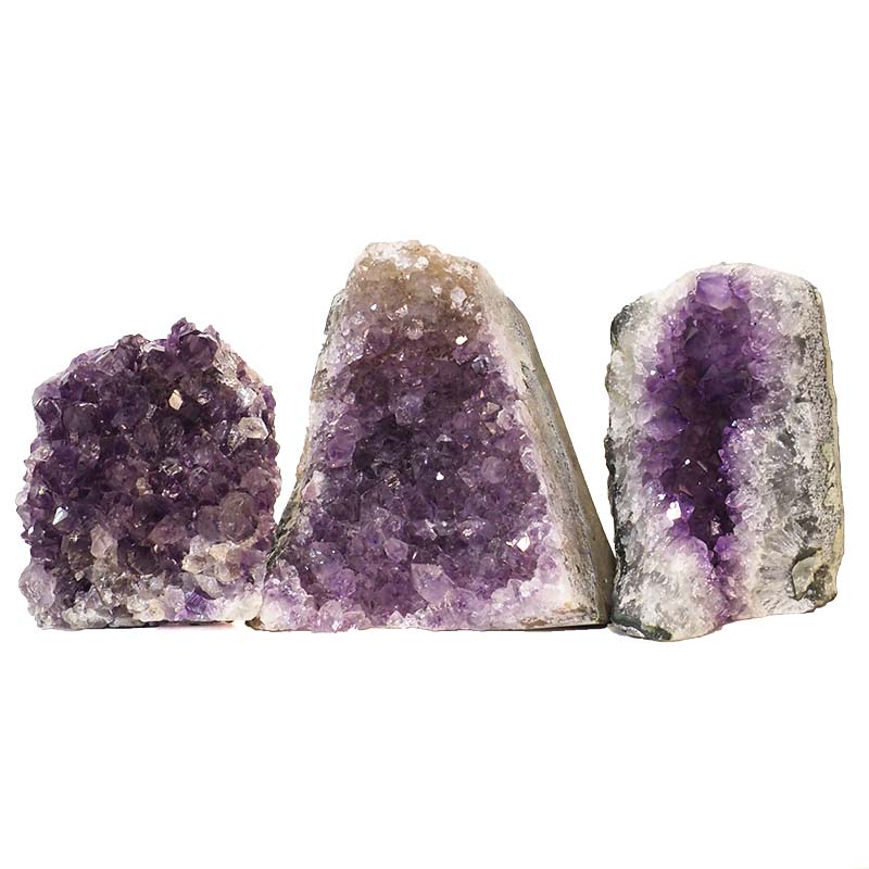 1.71kg Amethyst Crystal Geode Specimen Set 3 Pieces N65 3 Amethyst Crystal Geode Specimen N65 | Himalayan Salt Factory