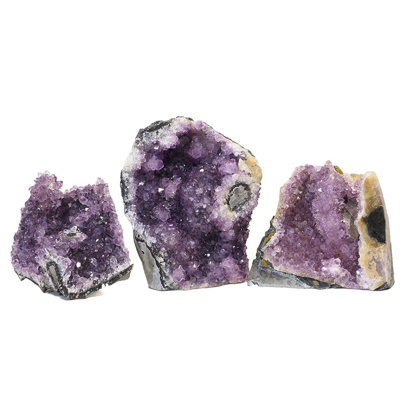 1.80kg Amethyst Crystal Geode Specimen Set 3 Pieces N67 3 Amethyst Crystal Geode Specimen N67 | Himalayan Salt Factory