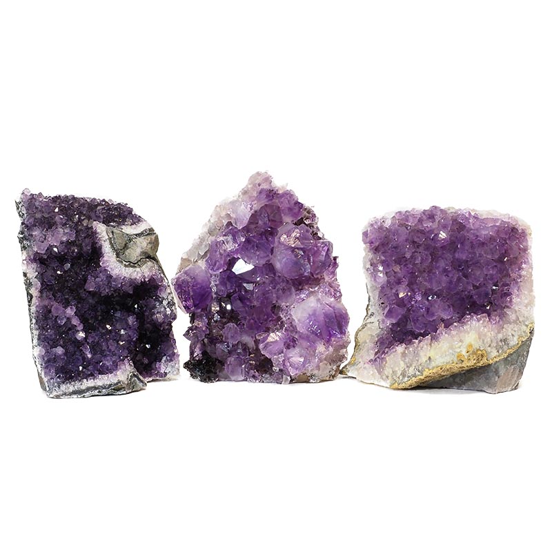 1.83kg Amethyst Crystal Geode Specimen Set 3 Pieces N91 3 Amethyst Crystal Geode Specimen N91 | Himalayan Salt Factory