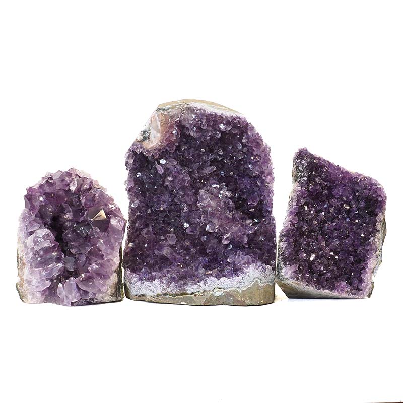 1.72kg Amethyst Crystal Geode Specimen Set 3 Pieces N93 3 Amethyst Crystal Geode Specimen N93 | Himalayan Salt Factory