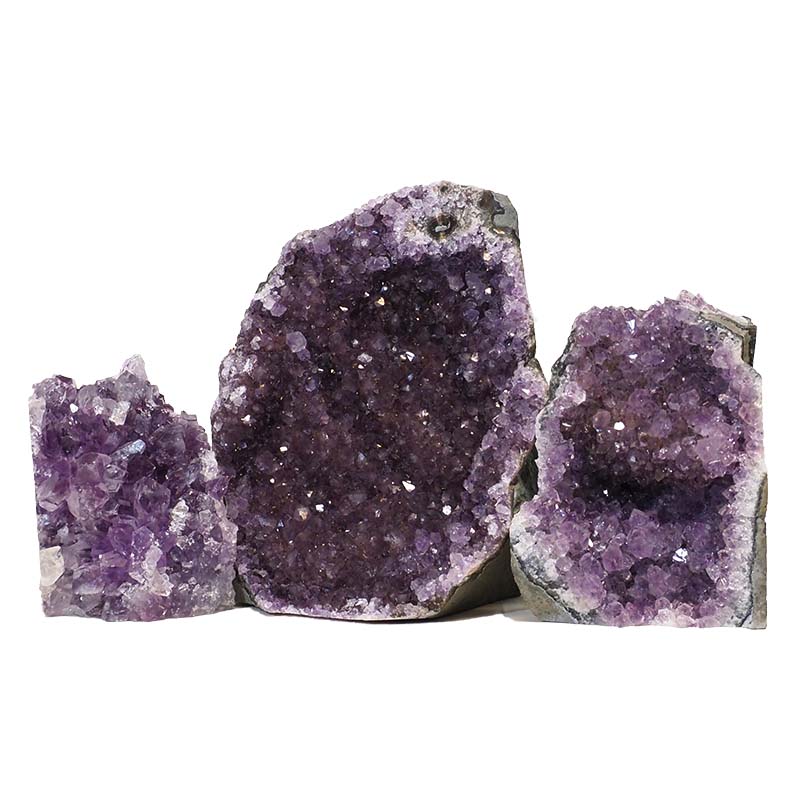 1.86kg Amethyst Crystal Geode Specimen Set 3 Pieces N138 3 Amethyst Crystal Geode Specimen Set N138 | Himalayan Salt Factory