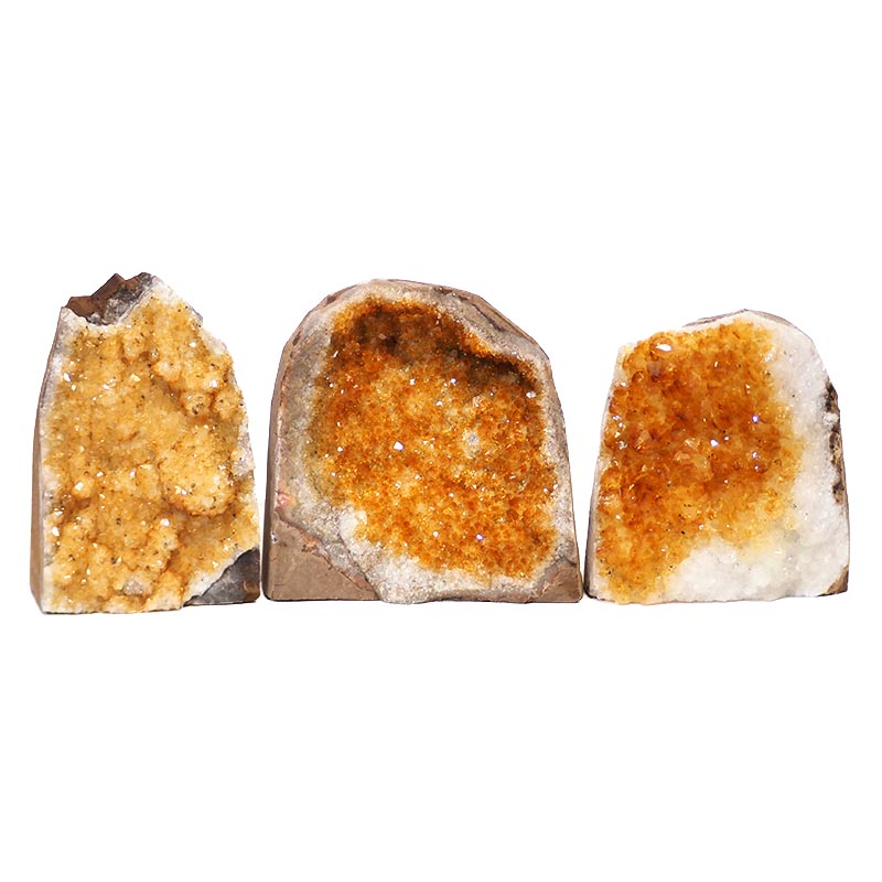 1.96kg Citrine Crystal Geode Specimen Set 3 Pieces N108 3 Citrine Crystal Geode Specimen Set N108 | Himalayan Salt Factory