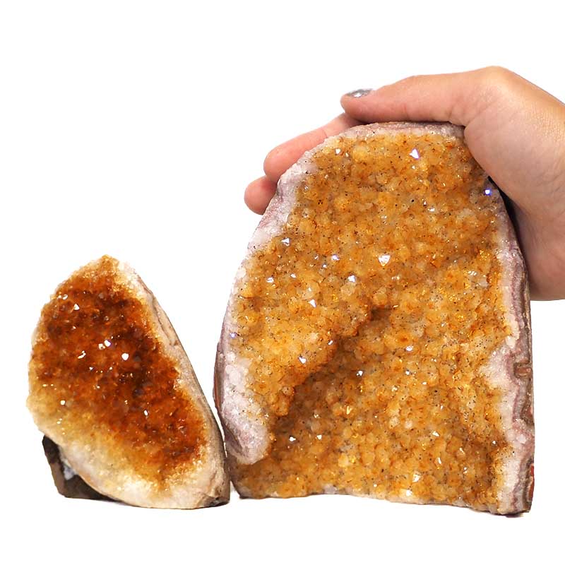 1.53kg Citrine Crystal Geode Specimen Set 2 Pieces N111 4 Citrine Crystal Geode Specimen Set N111 | Himalayan Salt Factory
