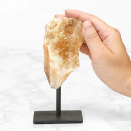 Citrine Rough On Metal Stand - Set 4 | Himalayan Salt Factory
