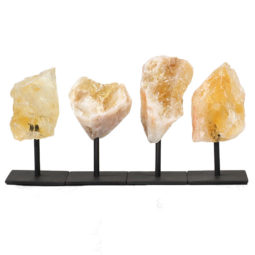 Citrine Rough On Metal Stand - Set 4 | Himalayan Salt Factory