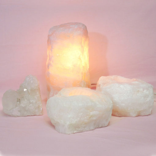 1.4kg Rose Quartz Crystal Lamp Set 4 pieces S386-1 | Himalayan Salt Factory