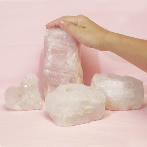 1.4kg Rose Quartz Crystal Lamp Set 4 pieces S386-1 | Himalayan Salt Factory