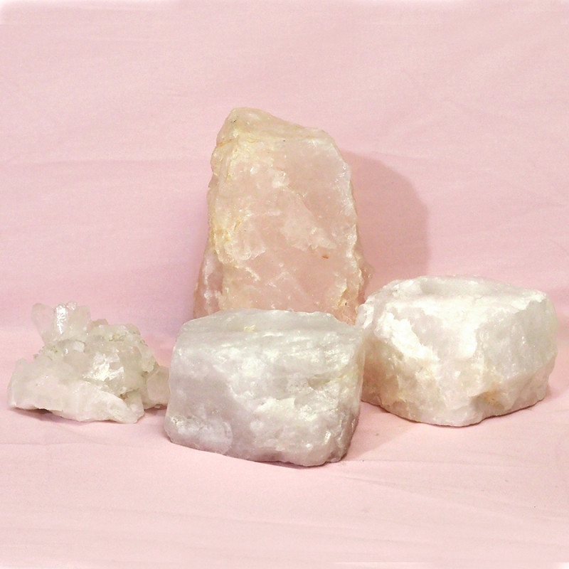 1.72kg Rose Quartz Crystal Lamp Set 4 pieces S385 3 1.72kg Rose Quartz Crystal Lamp Set 4 pieces S385 | Himalayan Salt Factory