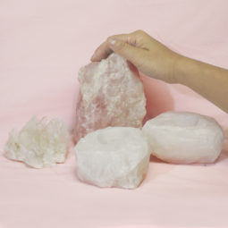 1.8kg Rose Quartz Crystal Lamp Set 4 pieces S392 | Himalayan Salt Factory