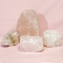 2.12kg Rose Quartz Crystal Lamp Set 4 pieces S383 | Himalayan Salt Factory