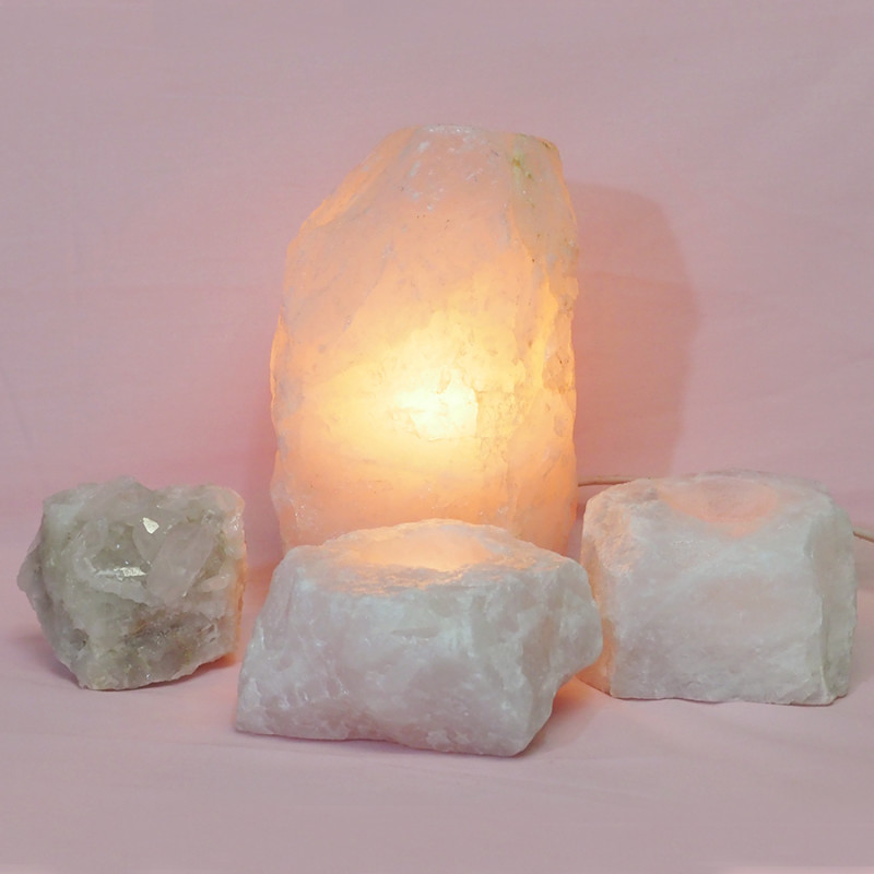 2.3kg Rose Quartz Crystal Lamp Set 4 pieces S389 5 2.3kg Rose Quartz Crystal Lamp Set 4 pieces S389-2 | Himalayan Salt Factory