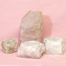 2.3kg Rose Quartz Crystal Lamp Set 4 pieces S389 | Himalayan Salt Factory