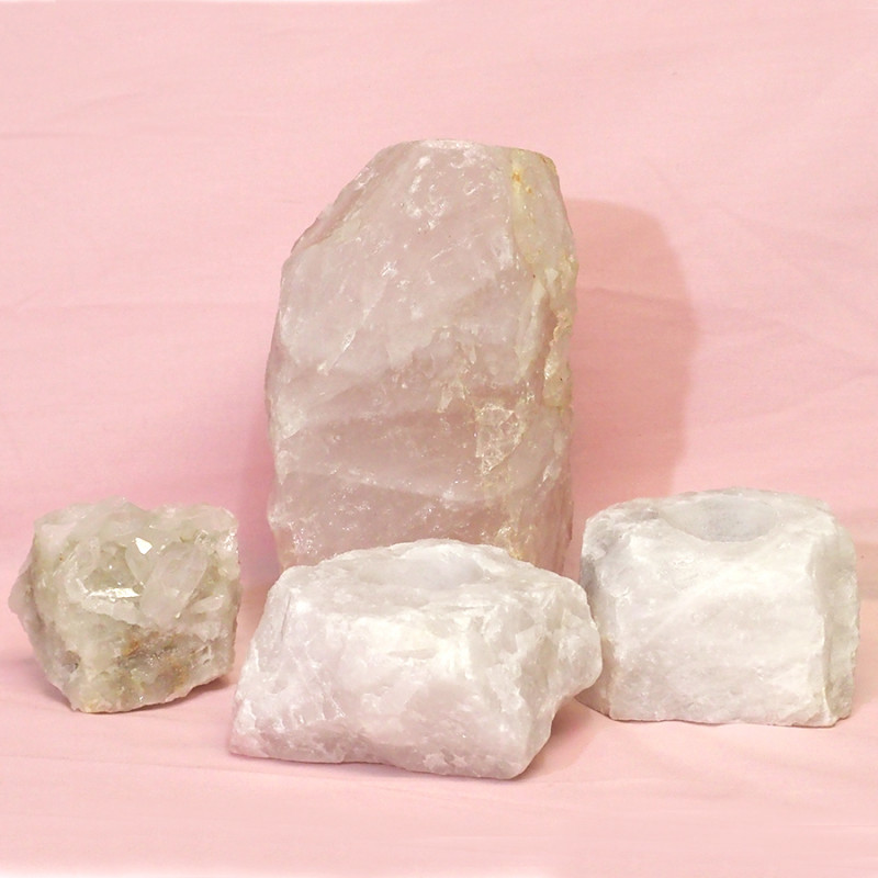 2.3kg Rose Quartz Crystal Lamp Set 4 pieces S389 3 2.3kg Rose Quartz Crystal Lamp Set 4 pieces S389 | Himalayan Salt Factory