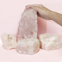 3.2kg Rose Quartz Crystal Lamp Set 4 pieces S387-1 | Himalayan Salt Factory