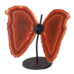 Agate Crystal Butterfly Slices on Metal Stand N359 | Himalayan Salt Factory