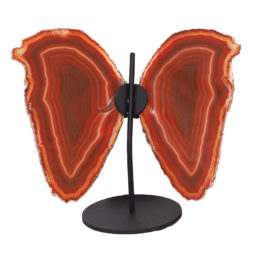 Agate Crystal Butterfly Slices on Metal Stand N359 | Himalayan Salt Factory