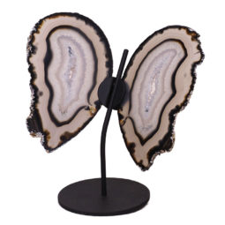 Agate Crystal Butterfly Slices on Metal Stand N360 | Himalayan Salt Factory