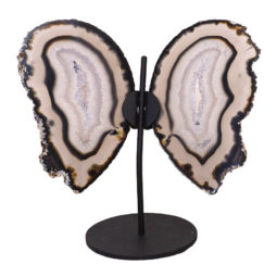 Agate Crystal Butterfly Slices on Metal Stand N360 | Himalayan Salt Factory