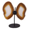 Agate Crystal Butterfly Slices on Metal Stand N361 | Himalayan Salt Factory