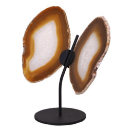 Agate Crystal Butterfly Slices on Metal Stand N361 | Himalayan Salt Factory