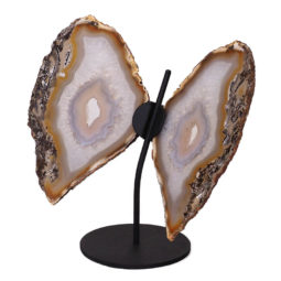Agate Crystal Butterfly Slices on Metal Stand N362 | Himalayan Salt Factory