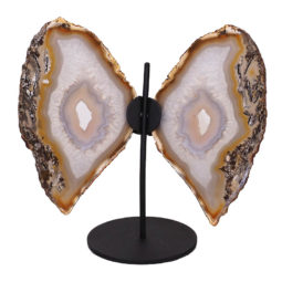 Agate Crystal Butterfly Slices on Metal Stand N362 | Himalayan Salt Factory