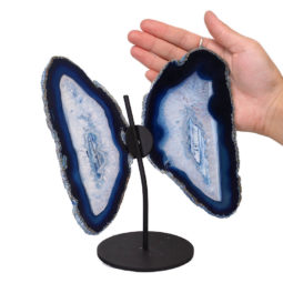 Agate Crystal Butterfly Slices on Metal Stand N363 | Himalayan Salt Factory