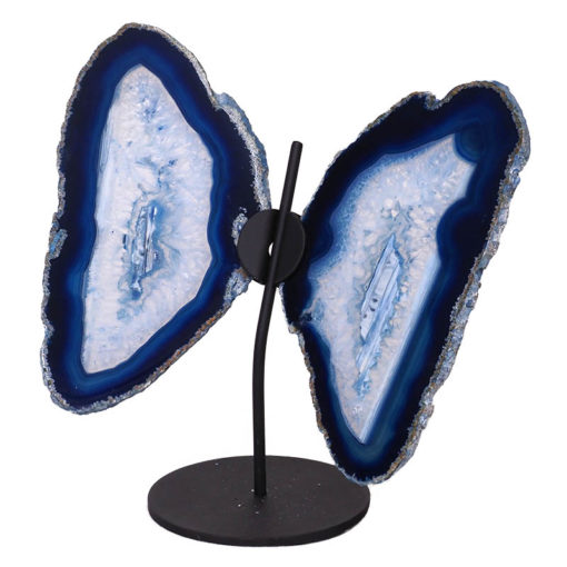 Agate Crystal Butterfly Slices on Metal Stand N363 | Himalayan Salt Factory