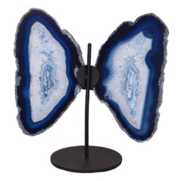 Agate Crystal Butterfly Slices on Metal Stand N363 | Himalayan Salt Factory