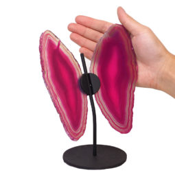 Agate Crystal Butterfly Slices on Metal Stand N366 | Himalayan Salt Factory