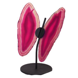 Agate Crystal Butterfly Slices on Metal Stand N366 | Himalayan Salt Factory