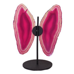 Agate Crystal Butterfly Slices on Metal Stand N366 | Himalayan Salt Factory