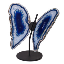 Agate Crystal Butterfly Slices on Metal Stand N378 | Himalayan Salt Factory