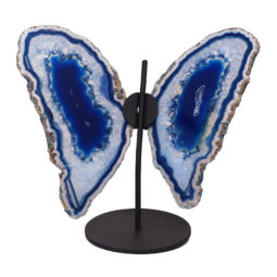 Agate Crystal Butterfly Slices on Metal Stand N378 | Himalayan Salt Factory