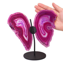 Agate Crystal Butterfly Slices on Metal Stand N379 | Himalayan Salt Factory