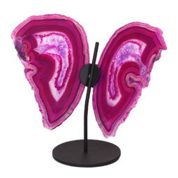Agate Crystal Butterfly Slices on Metal Stand N379 | Himalayan Salt Factory