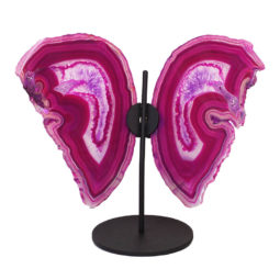 Agate Crystal Butterfly Slices on Metal Stand N379 | Himalayan Salt Factory