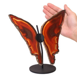 Agate Crystal Butterfly Slices on Metal Stand N381 | Himalayan Salt Factory