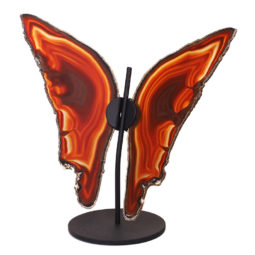 Agate Crystal Butterfly Slices on Metal Stand N381 | Himalayan Salt Factory
