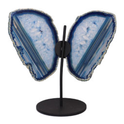 Agate Crystal Butterfly Slices on Metal Stand N383 | Himalayan Salt Factory