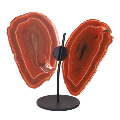Agate Crystal Butterfly Slices on Metal Stand N384 | Himalayan Salt Factory