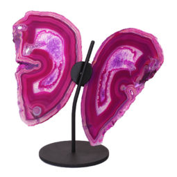Agate Crystal Butterfly Slices on Metal Stand N385 | Himalayan Salt Factory